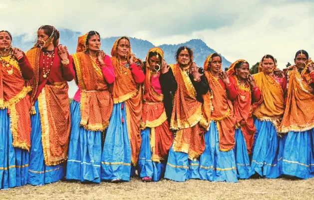 Kumaoni women in traditional dress.